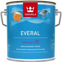 Everal Semi Matt [30]- Emalia alkidowa do malowania drewna i metalu wewnątrz i na zewnątrz pomieszczeń. BAZA A 0.9l