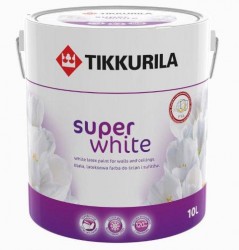 Tikkurila Super White-  Lateksowa  farba do ścian i sufitów. Pełny mat.Biała 2.5l 