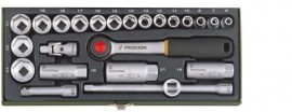 Kompaktowy zestaw z grzechotką 3/8”, z nasadkami 6 - 24mm, 24-części. nr 23 110 Proxxon